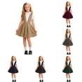 thumbnail image 1 of Girls School Uniform Dress Girls Plaid Pleated Pinafore Dress for Young Students Everyday Wear Back to School Ready Stylish Schoolyard Outfit for Girls Brown 10-11 Years, 1 of 5