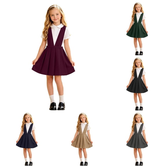 Girls School Uniform Dress Girls Plaid Pleated Pinafore Dress for Young Students Everyday Wear Back to School Ready Stylish Schoolyard Outfit for Girls Red 14-15 Years