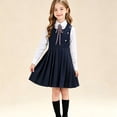 thumbnail image 1 of Girls School Uniform Dresses Sleeveless Jumper Dress Casual Crew Neck A-Line Trendy Dress for Girls Navy, 1 of 5