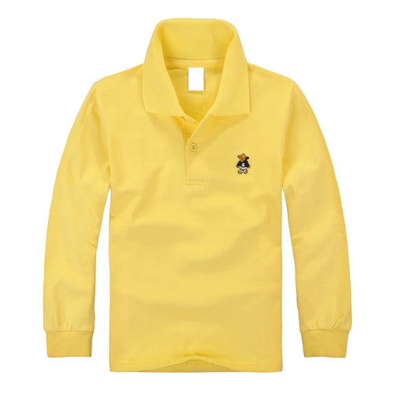 Girls School Uniform Kids Long Sleeve Button Closure Polo Shirts Active Performance Golf T Shirts, 160