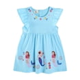 thumbnail image 1 of Girls School Uniform Lightweight Ruffle Ruched Flutter Sleeve Crew Neck Cartoon Print Dress Back-To-School Girls Dresses 2 Years, 1 of 7