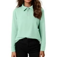 thumbnail image 1 of Girls School Uniform Long Sleeve Polo Shirt Kids Golf Polo Shirts Light Green 150, 1 of 5