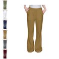 thumbnail image 1 of Girls School Uniform Pants Dress Pants Elastic Waist Flare Leg Pants with Pockets Back To School Uniform Pants Size 7-8 Years, 1 of 9
