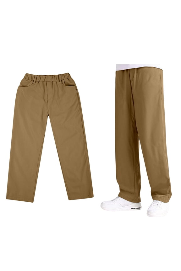 Girls School Uniform Pants Dress Pants High Stretchy Stretch Pants with Pockets Brown Boys Uniform Pants Back To School Slim Fit School Uniform 7-8 Years