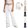 thumbnail image 1 of Girls School Uniform Pants Elastic Waist Front Zipper Flared Leg White Uniform Pants Back to School Clothes Size 5-16 Years, 1 of 7