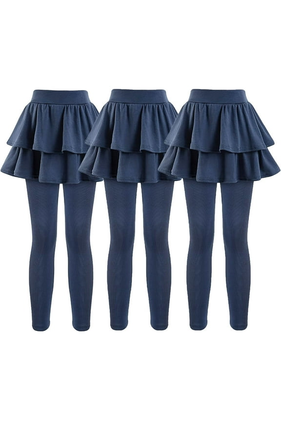Girls School Uniform Pants Leggings with Skirts Stretch Warm Jegging 4-12 Years