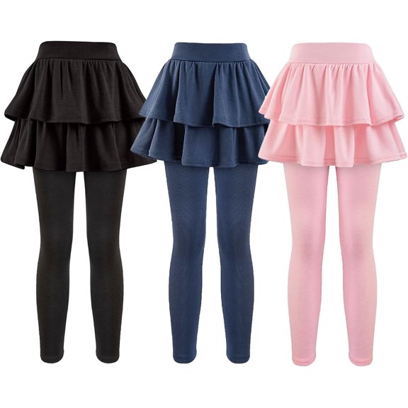 Girls School Uniform Pants Leggings with Skirts Stretch Warm Jegging 4-12 Years
