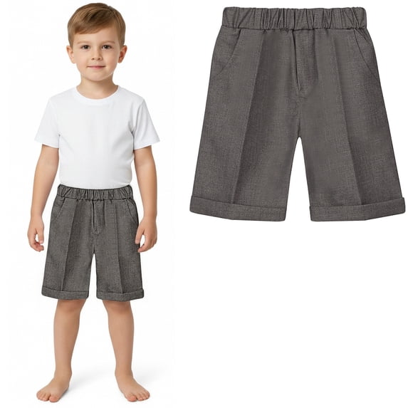 Girls School Uniform Pants Pleated Front Stretch Performance Short Boys Grey Uniform Pants Back To School Boys' Shorts 7-8 Years