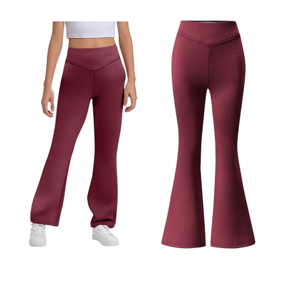 Girls School Uniform Pants Skinny Fit Kids Dress Pants with Pockets Flare Leg Pants Wine Pants for Girls Back To School Clothes Teen Clothes for Teen Girls 11-12 Years