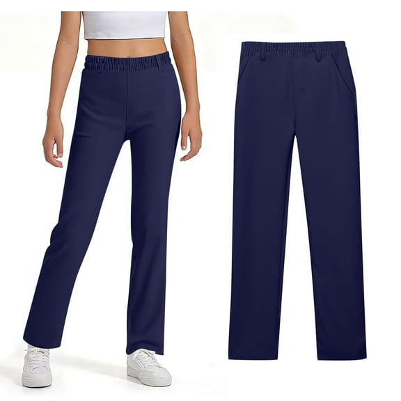 Girls School Uniform Pants Skinny Fit Kids Dress Pants with Pockets Straight Pants Boys Navy Blue Uniform Pants Back to School Clothes Kids Girls Clothes Size 5-6 Years