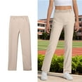 thumbnail image 1 of Girls School Uniform Pants Skinny Fit Kids Dress Pants with Pockets Straight Pants Girls Beige Uniform Pants Back to School Clothes for Teen Girls Kids Girls Pants Size 7-8 Years, 1 of 6