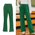 thumbnail image 1 of Girls School Uniform Pants Skinny Fit Kids Dress Pants with Pockets Straight Pants Green Pants Back to School Outfits for Teen Girls Kid Girls Outfits Size 5-6 Years, 1 of 9