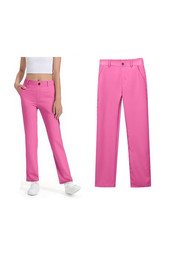 Girls School Uniform Pants Skinny Fit Kids Dress Pants with Pockets Straight Pants Pink Pants for Girls Uniform Back To School Clothes for Teen Girls Kids Clothes for Teen Girls 7-8 Years