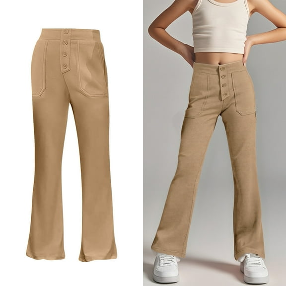 Girls School Uniform Pants Skinny Fit Stretch Pants with Pockets Straight Pants Girls Khaki Uniform Pants Back To School Clothes Preppy Clothes 7-8 Years Girls Clothes