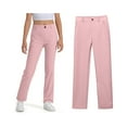 thumbnail image 1 of Girls School Uniform Pants Skinny Fit Stretch Pants with Pockets Straight Pants Girls Pink Pants Back To School Outfits for Teen Girls Clothes Size 11-12 Years, 1 of 9