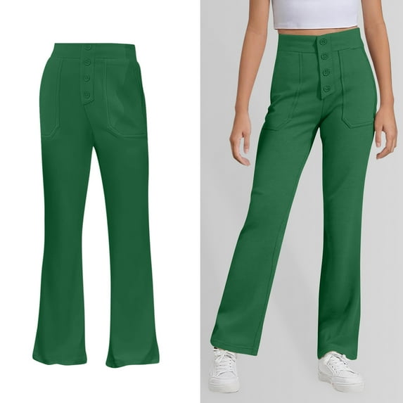 Girls School Uniform Pants Skinny Pants Kids Dress Pants with Pockets Straight Pants Green Uniform Pants Back to School Outfits for Teen Girls Teen Clothes for Teen Girls 11-12 Years