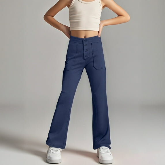 Girls School Uniform Pants Skinny Pants Kids Dress Pants with Pockets Straight Pants Navy Pants for Girls Back To School Clothes for Teen Girls Preppy Clothes 13-14 Years Girls Clothes