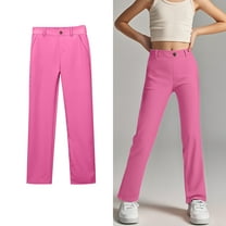 Girls School Uniform Pants Skinny Pants Kids Dress Pants with Pockets Straight Pants Pink Pants for Girls Uniform Back To School Clothes Teen Clothes for Girls 11-12 Years Girls Clothes
