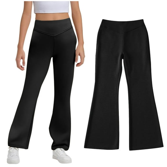 Girls School Uniform Pants Skinny Pants Stretch Pants with Pockets Flare Leg Pants Black Pants for Girls Uniform Back to School Outfits for Girls Teen Girls Clothes Size 13-14 Years