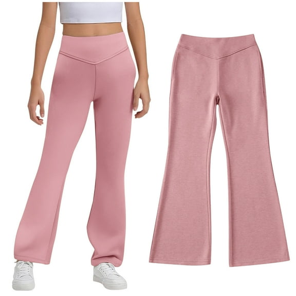 Girls School Uniform Pants Skinny Pants Stretch Pants with Pockets Flare Leg Pants Boys Pink Uniform Pants Back to School Outfits for Teen Girls Teen Girls Outfits Size 11-12 Years