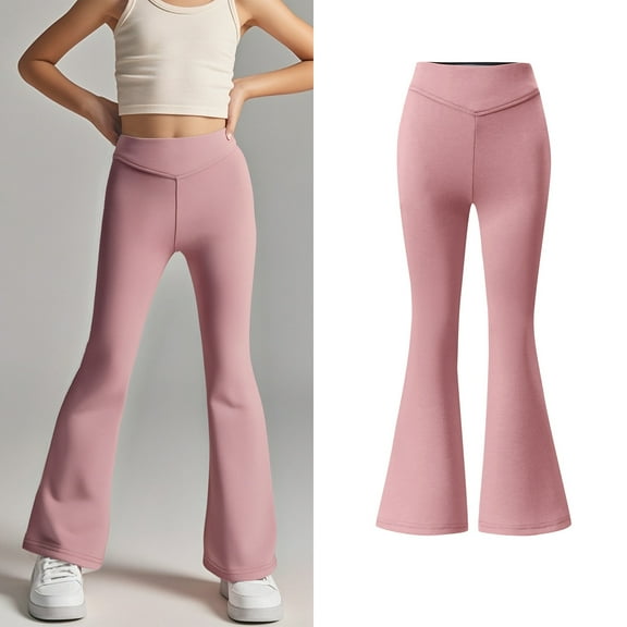 Girls School Uniform Pants Skinny Pants Stretch Pants with Pockets Flare Leg Pants Pink Pants Back To School Clothes Teen Girls Outfits Size 11-12 Years Girls Clothes