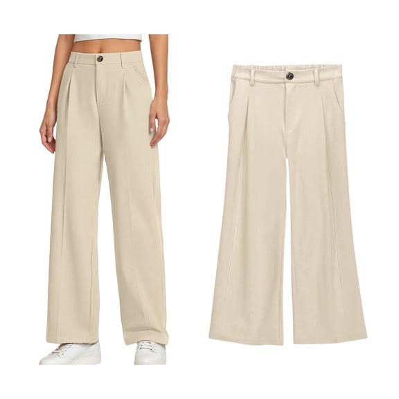 Girls School Uniform Pants Skinny Pants Stretch Pants with Pockets Straight Pants White School Pants for Girls Back To School Outfits for Teen Girls Kids Girls Pants Size 9-10 Years