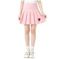 thumbnail image 1 of Girls School Uniform Pleated Skirts Cotton Strawberry Cute High Waist Ruffle Flare Skirt Pink, 3 Y, 1 of 4