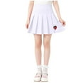 thumbnail image 1 of Girls School Uniform Pleated Skirts Cotton Strawberry Cute High Waist Ruffle Flare Skirt White, 5 Y, 1 of 4