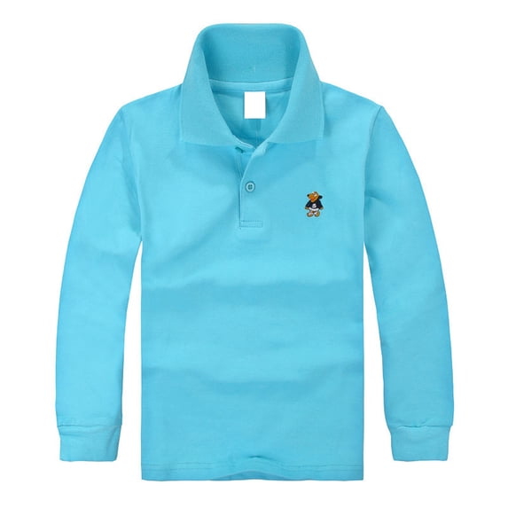 Girls School Uniform Polo Dress Long Sleeve Pique Polo Shirt with Collar Button Down School Uniform Shirts for Girls Moisture-Wicking Lightweight Girls Blouse