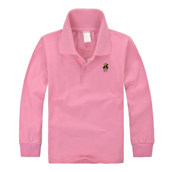 Girls School Uniform Polo Dress Long Sleeve Pique Polo Shirt with Collar Button Up Girls Uniform Shirts Moisture-Wicking Classic Girls Blouse