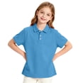 thumbnail image 1 of Girls School Uniform Polo Shirt Casual Summer Comfy Soft Short Sleeve Knit Top Back to School Outfit, 1 of 7