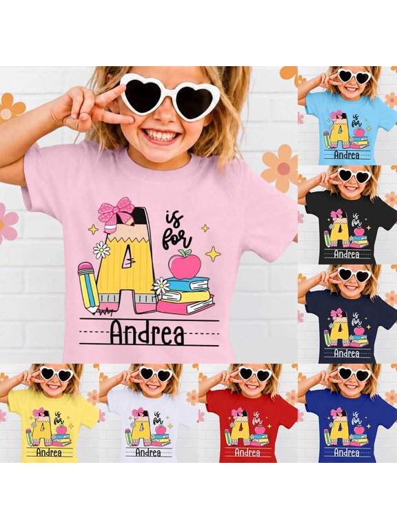 Girls School Uniform Shirts Size 18-20 Plus Teens Cute First Day Student T-Shirt First Day Of School Shirt for Girls 1st Top 2026 Outfits Red 3-4Y