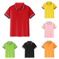 thumbnail image 1 of Girls School Uniform Shirts for Boys Tops Solid Color Button Down Lapel Short Sleeved Top for Kids and Versatile Everyday Wear Watermelon Red XL, 1 of 3