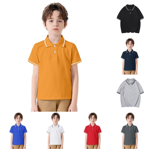 Girls School Uniform Shirts for Boys Tops Toddler Boys Girls Short Sleeve Casual Solid Gentleman Tops Holiday Shirt T Shirt Yellow 11-12 Years