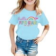 thumbnail image 1 of Girls School Uniform Short Sleeve Graphic Tees Back to School Letter Print Crewneck Casual Fashion Comfortable T-Shirts for Girls Size 3-4Y, 1 of 3