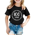 thumbnail image 1 of Girls School Uniform Short Sleeve Letter Print Crew Neck Breathable T-Shirt Back-To-School Girls' T Shirts 2-3 Years, 1 of 4