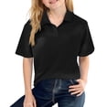 thumbnail image 1 of Girls School Uniform Short Sleeve Polo Shirt, Button Closure, Moisture Wicking/Performance Material, Fade Resistant Black 150, 1 of 3