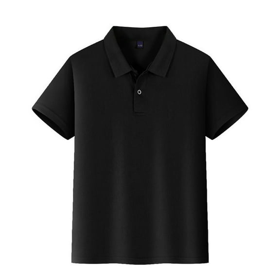 Girls' School Uniform Short Sleeve Polo Shirt, Button Closure, Moisture Wicking/Performance Material, Fade Resistant Black Size 6-7Y