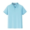 thumbnail image 1 of Girls' School Uniform Short Sleeve Polo Shirt, Button Closure, Moisture Wicking/Performance Material, Fade Resistant Light Blue Size 10-11Y, 1 of 3