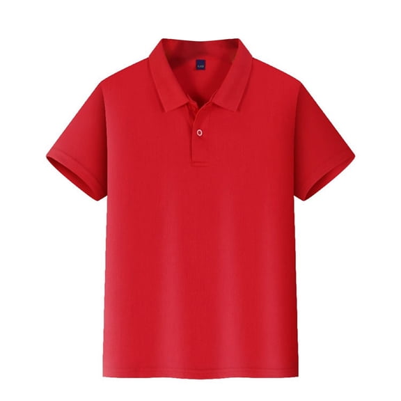 Girls' School Uniform Short Sleeve Polo Shirt, Button Closure, Moisture Wicking/Performance Material, Fade Resistant Red Size 10-11Y