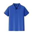 thumbnail image 1 of Girls' School Uniform Short Sleeve Polo Shirt, Button Closure, Moisture Wicking/Performance Material, Fade Resistant Royal Blue Size 9-10Y, 1 of 3