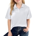thumbnail image 1 of Girls School Uniform Short Sleeve Polo Shirt, Button Closure, Moisture Wicking/Performance Material, Fade Resistant White 110, 1 of 3