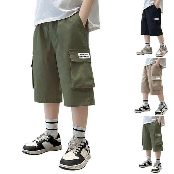 Girls School Uniform Shorts Flat Front Shorts with Elastic Waist Back To School Outfits Boy Green Shorts 8-9 Years