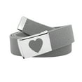 thumbnail image 1 of Girls School Uniform Silver Flip Top Heart Belt Buckle with Canvas Web Belt X-Large Gray, 1 of 2