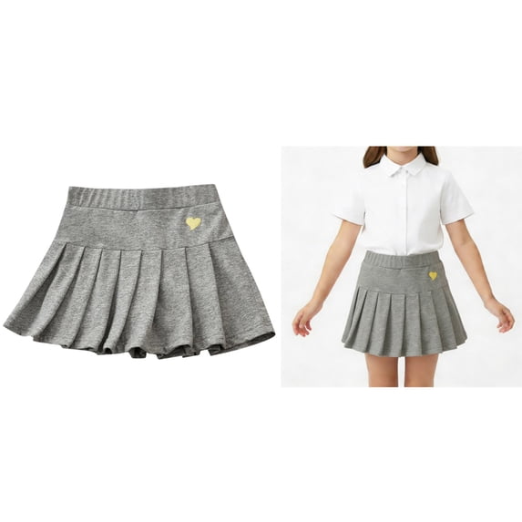 Girls School Uniform Skirt Adjustable Waist Pleated Skirts with Undershorts Back To School Clothes for Girls Summer Skirts 3-4 Years