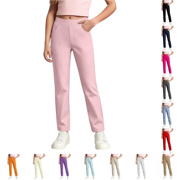 Girls' School Uniform Stretch Jegging Pant Elastic Waist Pull-On Dress Clothes