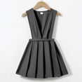 thumbnail image 1 of Girls' School Uniform V-Neck Jumper Dress Pleated Pull-on Scooter Skirt (Grey 2-3Years), 1 of 3