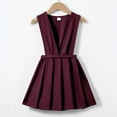 thumbnail image 1 of Girls' School Uniform V-Neck Jumper Dress Pleated Pull-on Scooter Skirt (Red 6-7 Years), 1 of 3
