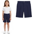 thumbnail image 1 of Girls School Uniforms Plain Front Stretch Preppy School Shorts Kids Navy Shorts Back To School Boys Shorts 5-6 Years, 1 of 3