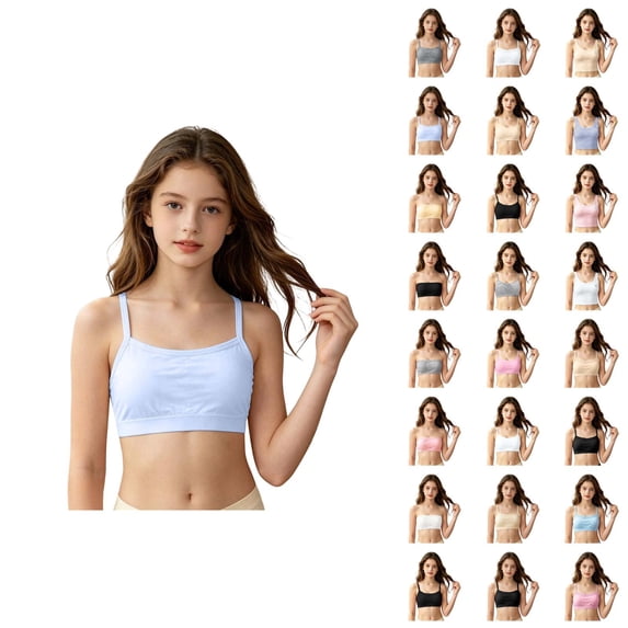 Girls Seamless Tank Top Bra Vest Thin Lightweight Solid Training Bra For Tweens Teens